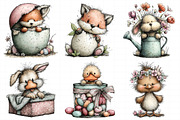 Cute Peeking Easter Animals Clipart, an Illustration by Daily.Designs (Thumbnail 6 of 8)