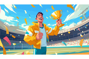 Sport winner. Cartoon man athlete, a Sport Illustration by Stock-Smart-Start