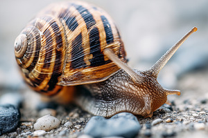 Garden snail with a patterned shell, an Animal Photo by MistyDay
