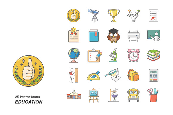 Education Colors Vector Icons