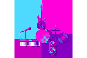 Background with musical items., an Object Illustration by incomible