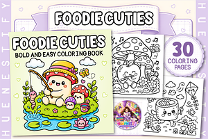 Foodie Cute Bold Easy Coloring Book, a Seasonal Illustration by HueNestify
