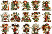 Christmas  Whimsical Fairy Clipart, an Illustration by OK Design (Thumbnail 4 of 6)