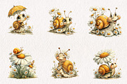 Whimsical Daisy Snail Clipart, a Seasonal Illustration by CreationArt (Thumbnail 3 of 7)