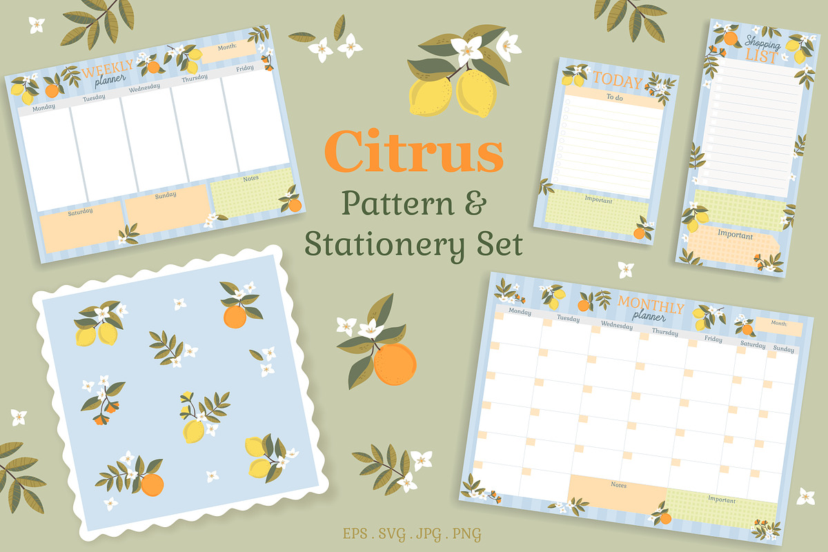 Citrus Pattern & Planner Set, a Graphic by Nina Bered Illustration (Photo 1 of 6)