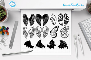 Angel Wings SVG, Bat Wings SVG.