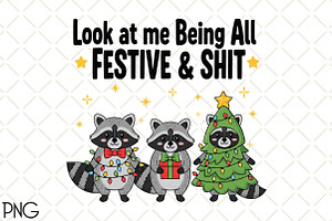 Funny Christmas Sarcastic Raccoon, an Illustration by Black Bird Studio