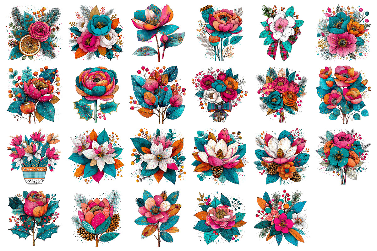 Christmas Flowers Sublimation Bundle, an Illustration by Daily.Designs (Photo 3 of 4)
