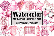 Pink Baby Girl Nursery Clipart, an Illustration by Design Market (Thumbnail 1 of 3)