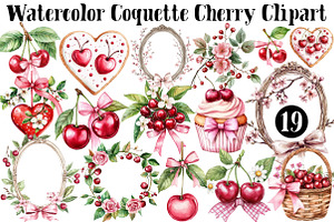 Watercolor Coquette Cherry Clipart, a Seasonal Illustration by CitraGraphics