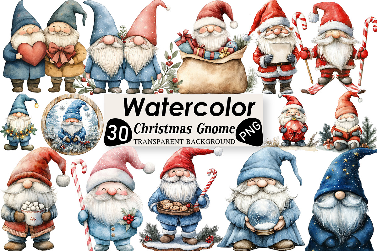 Cute Christmas Gnome Sublimation, an Illustration by Black Bird Studio (Photo 1 of 6)
