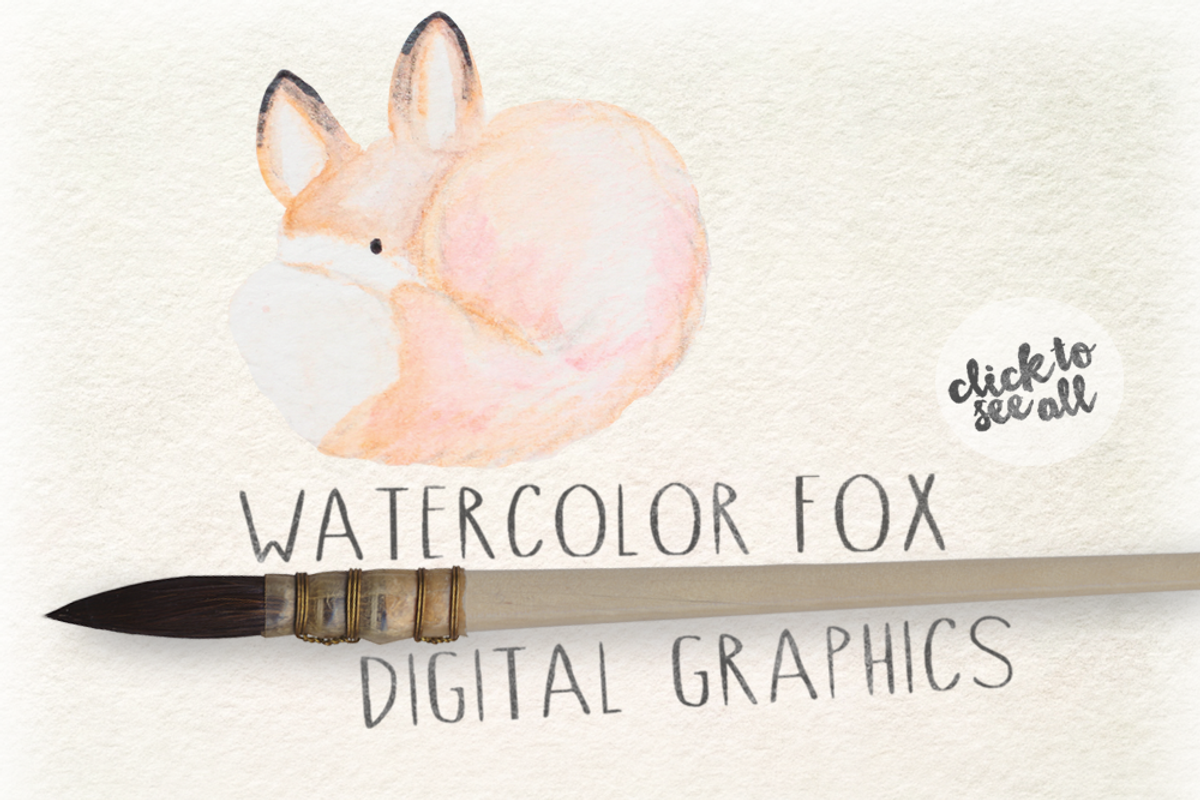 Watercolor Fox Digital Graphics, an Animal Illustration by WeLivedHappilyEverAfter (Photo 3 of 4)