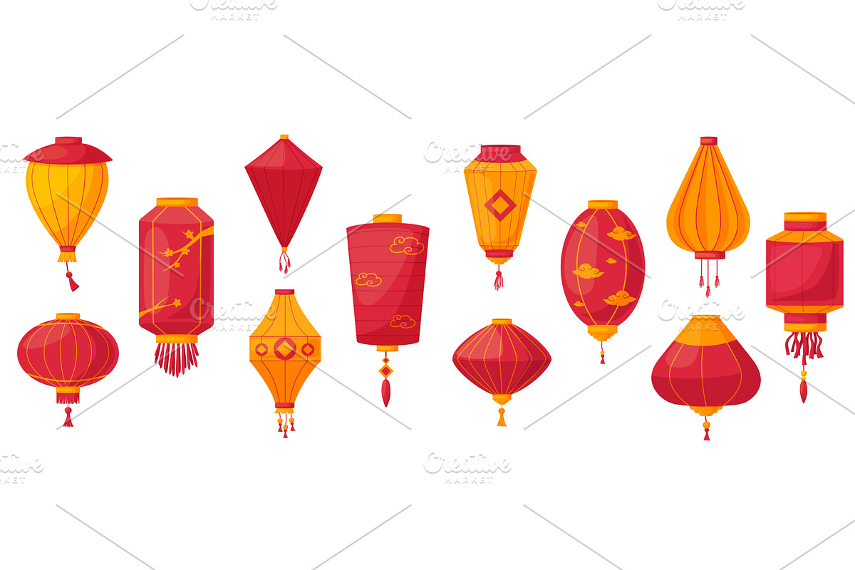 Cartoon asian lantern. Chinese style, an Object Illustration by LadadikArt