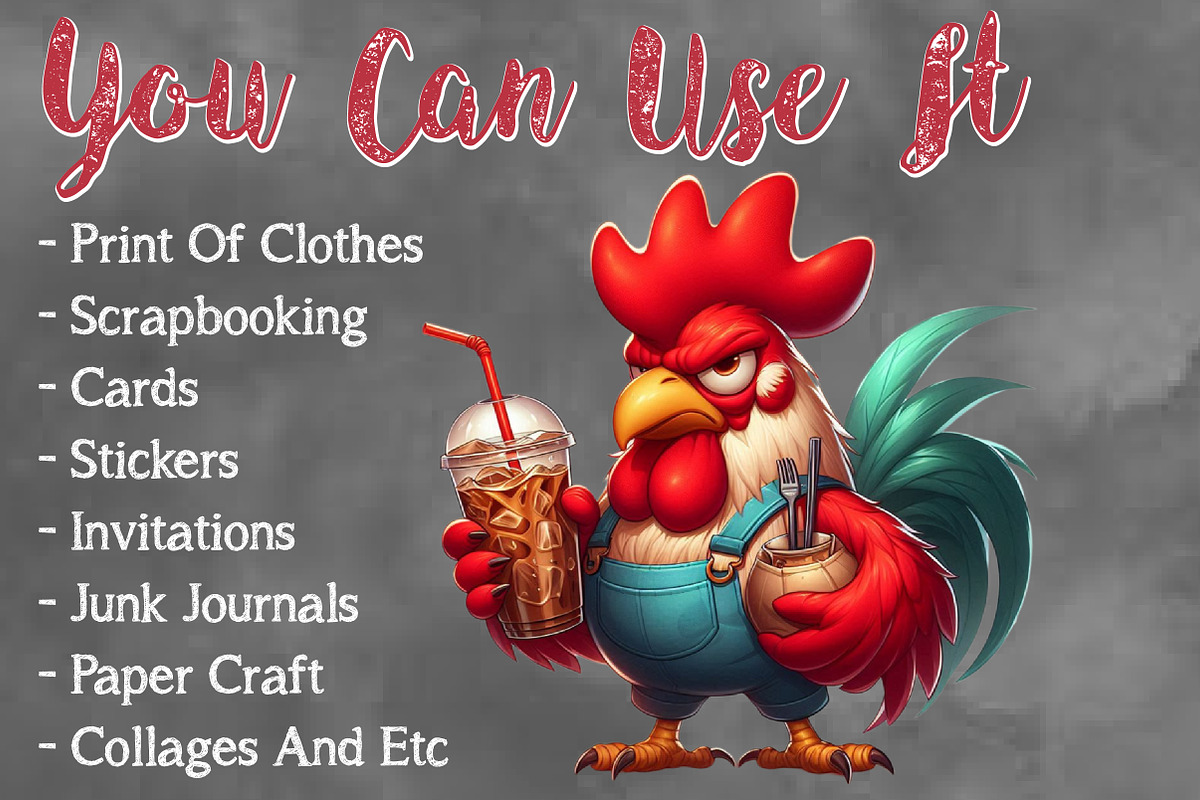 Grumpy Coffee Chicken Clipart Bundle, a Seasonal Illustration by Craft Nest (Photo 3 of 6)