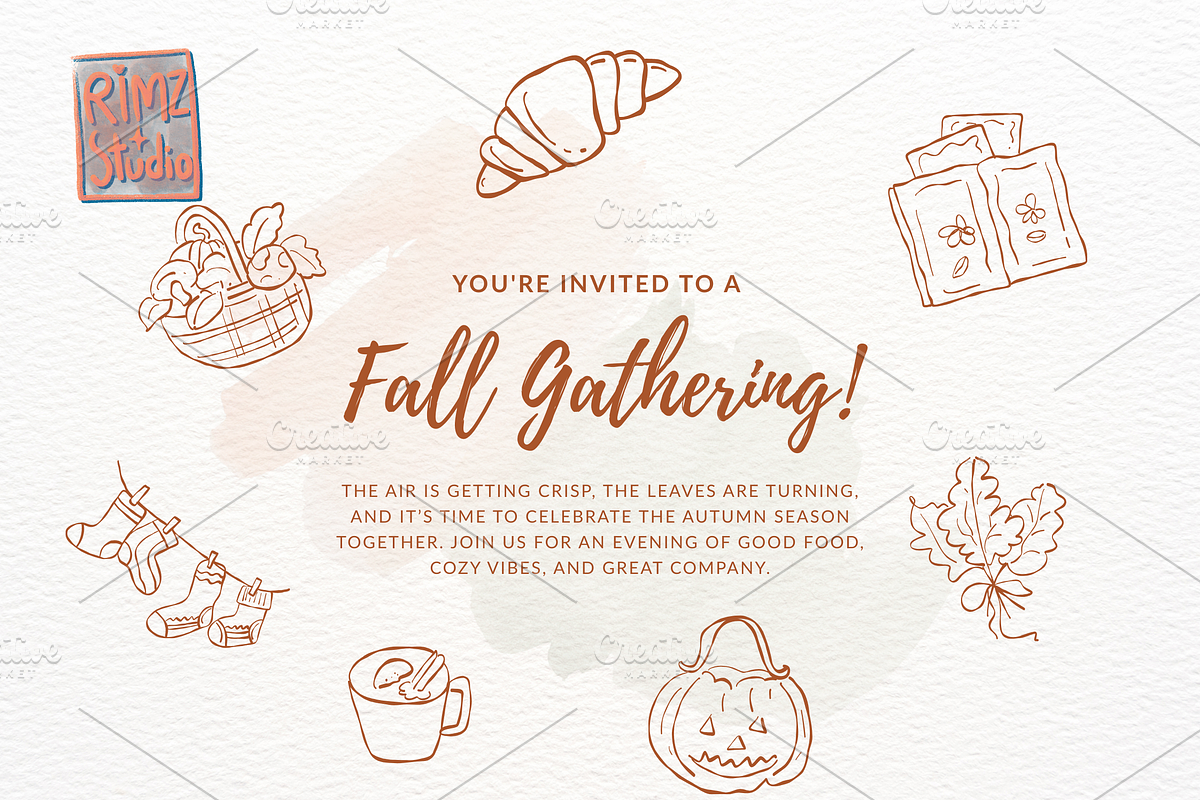 Fall Doodle Elements Hand Drawn SVG, a Seasonal Illustration by RimzStudio (Photo 3 of 7)