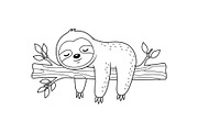 Cute Sloth Line Art Bundle, an Illustration by musafir_fashion (Thumbnail 15 of 51)