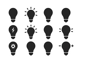 Various light bulb icons, a Technology Illustration by ZinetroN