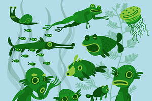 Swamp monster family in vector