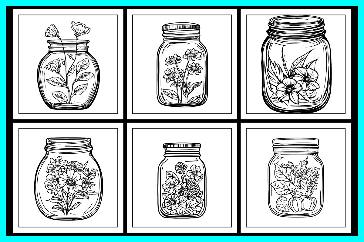 Flower inside jar Coloring Pages, an Object Illustration by protabsorkar11 (Photo 5 of 7)