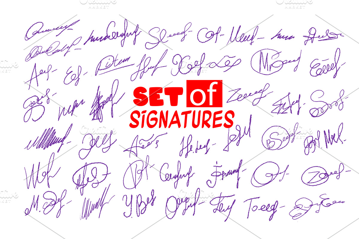 Signatures set. Fictitious, an Object Illustration by Nenahliadava Design