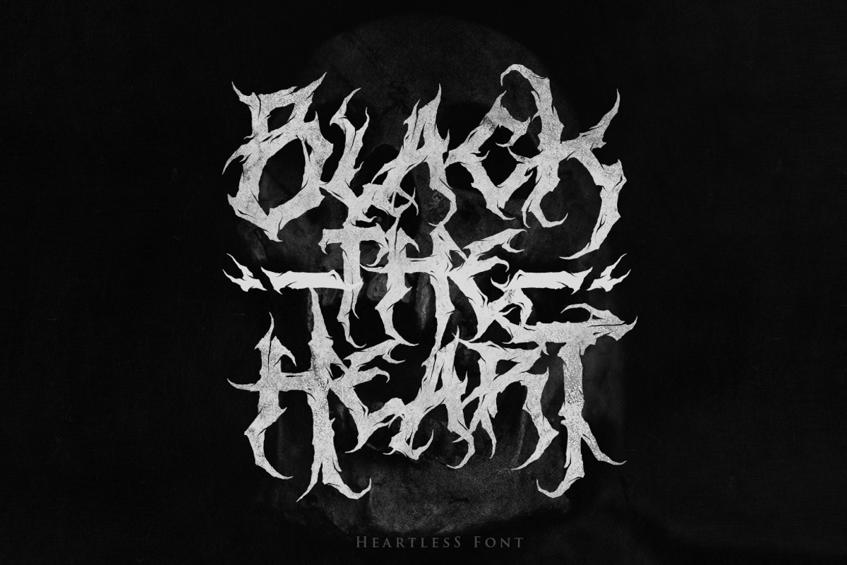 Heartless - Premium Death Metal, a Blackletter Font by Blackmetalfont (Photo 2 of 8)