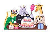 Funny animals at birthday party set, an Animal Illustration by Good Studio (Thumbnail 5 of 7)