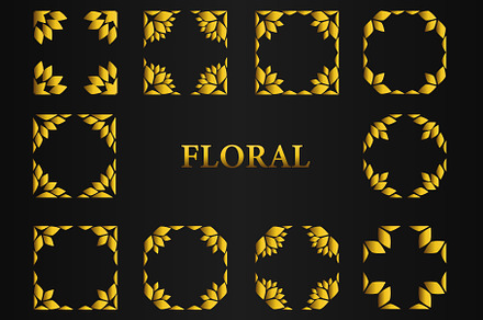 golden floral frame v12