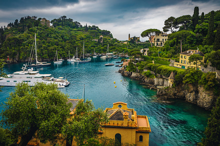 Bay of Portofino with sailing boats, an Architecture Photo by Alpine Dreams