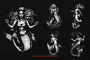 10 Bundle Dark Art Mermaid Girl, an Illustration by Morspective (Thumbnail 3 of 7)