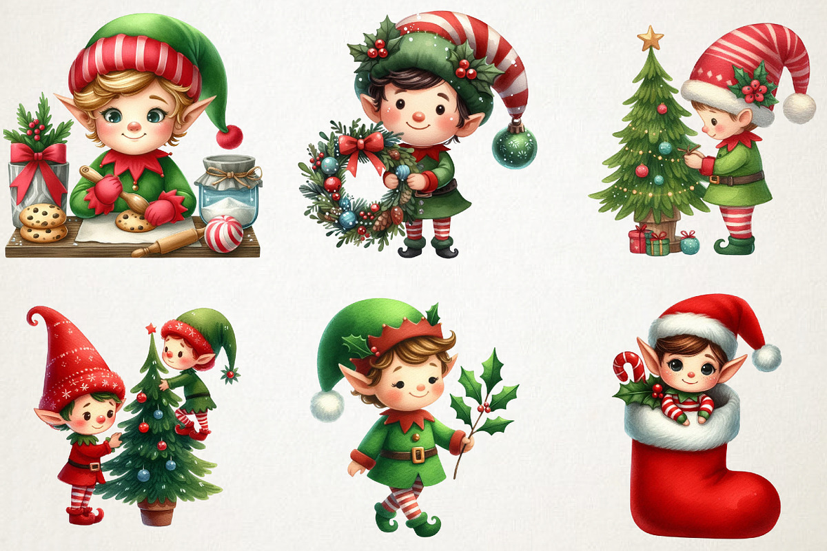 Santa's Adorable Little Helpers Png, an Illustration by RobertsArt (Photo 3 of 7)