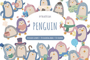 Penguin Animal Clipart Set, an Animal Illustration by Palau (Thumbnail 1 of 10)