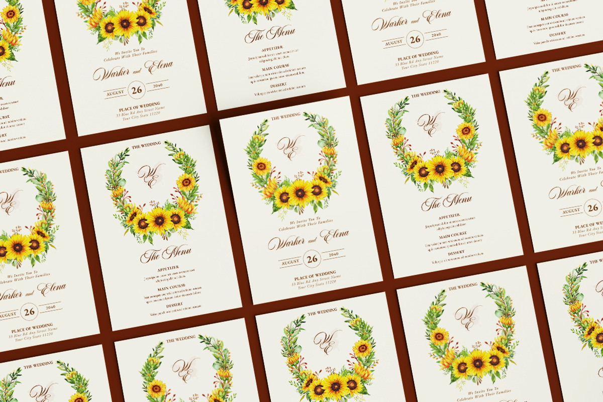 Sunflowers Wedding Invitation, an Invitation Template by iDoodle Studio (Photo 4 of 4)
