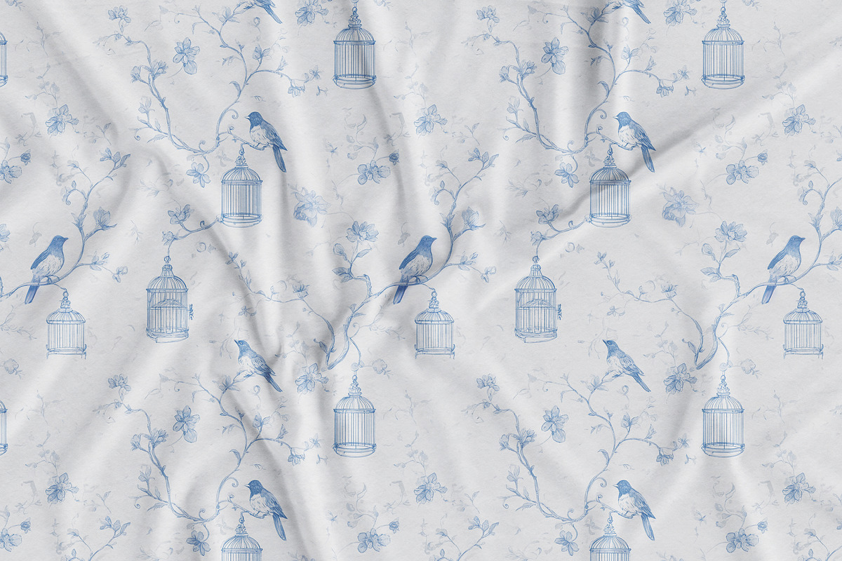 Floral Blue Toile Seamless Patterns, a Pattern Graphic by Olya Creative (Photo 15 of 18)