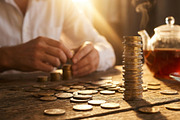 Hands counting coins on table, a Business Photo by nandinigraphics (Thumbnail 2 of 2)
