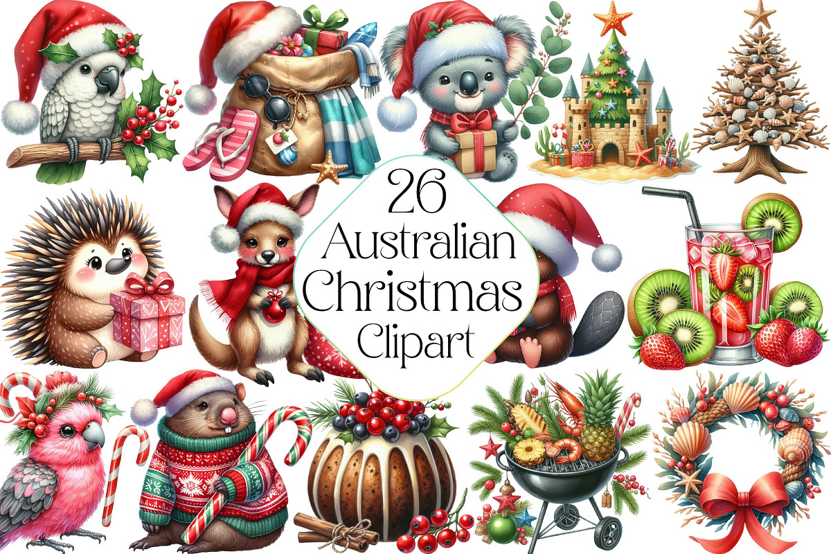 Australian Christmas Clipart, an Illustration by DreamPrint404 (Photo 1 of 6)