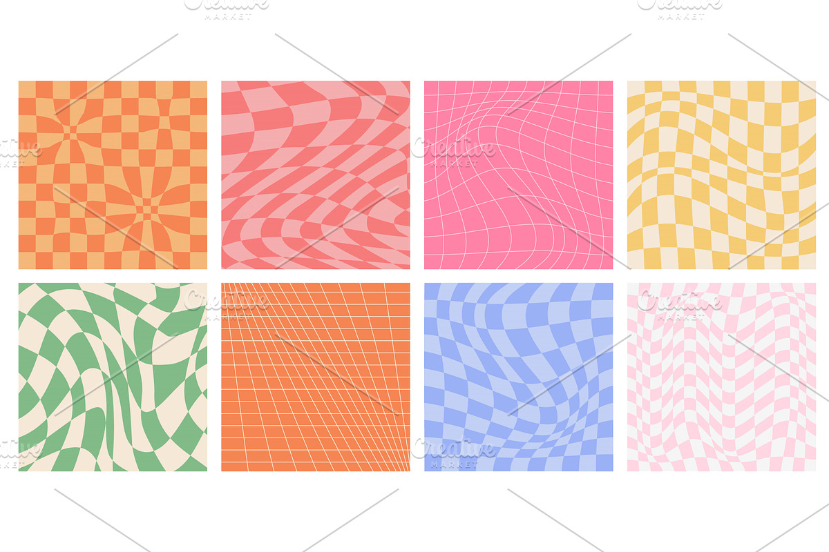 Groovy y2k checker pattern set, an Illustration by art PVP - market