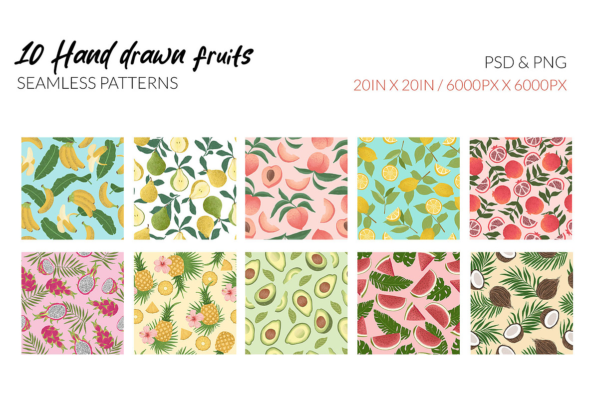 Hand drawn fruit Seamless pattern, a Pattern Graphic by CreativeChristiana (Photo 2 of 12)