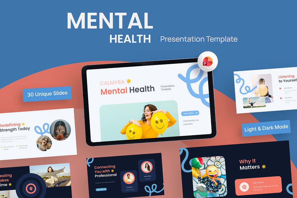 Mental Health PowerPoint Template, a Presentation Template by New Coral Design (Photo 1 of 6)
