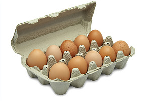 Rows of brown eggs packed in a carton ready for sale at the groc, a Food & Drink Photo by AlyaAnd