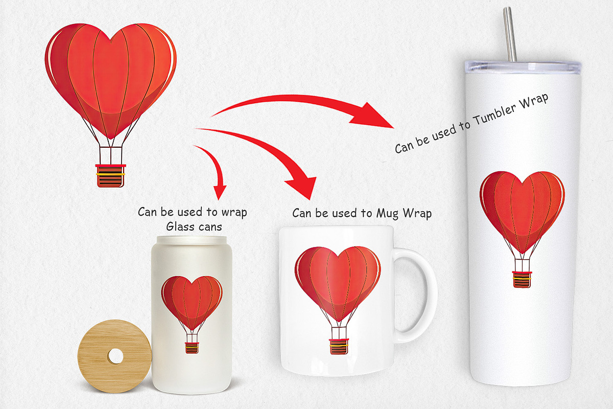 Heart Hot Air Balloon Clipart, a Graphic by Artnoy (Photo 4 of 5)