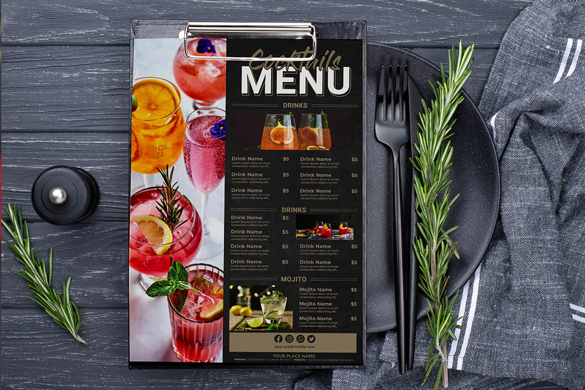 Cocktails Menu, a Flyer Template by imadeDesign (Photo 2 of 3)