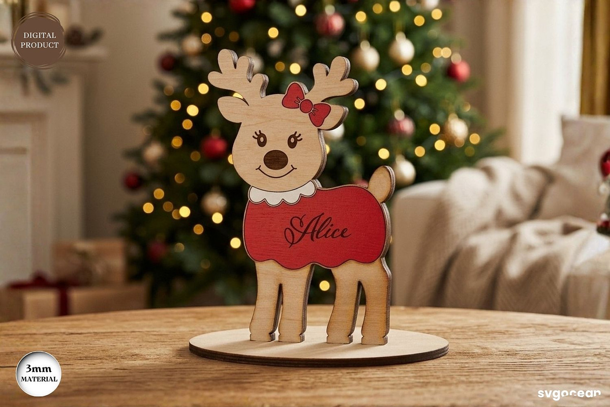 Christmas Reindeer Family SVG Bundle, a Decorative Illustration by svgocean (Photo 6 of 13)