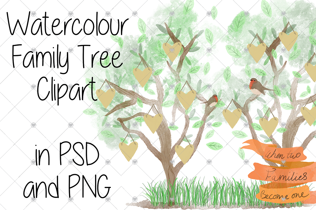 Family Tree clipart, Watercolour,, an Illustration by CommercialCliparts