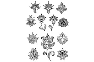 Paisley design elements with outline, a Background Graphic by Vector Tradition