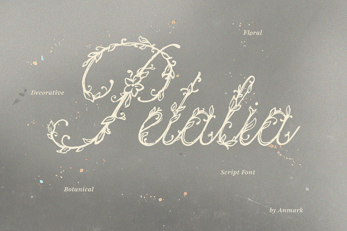 Petalia Decorative Floral Font, a Script Font by AnMark (Photo 1 of 11)