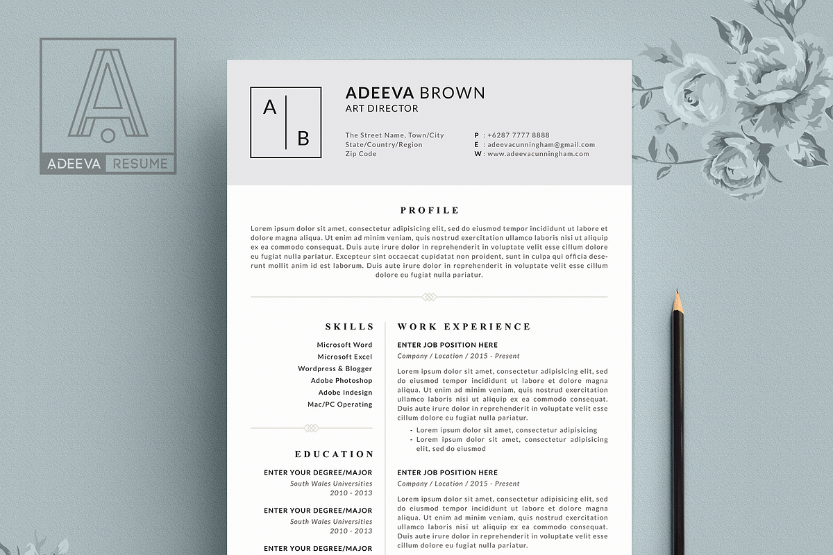 Simple Resume Template Brown, a Resume Template by AdeevaResume (Photo 2 of 4)