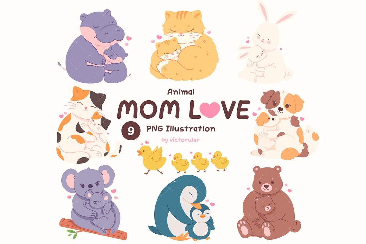 Cute Animal Hugs Illustration, an Animal Illustration by Victoruler (Photo 1 of 5)