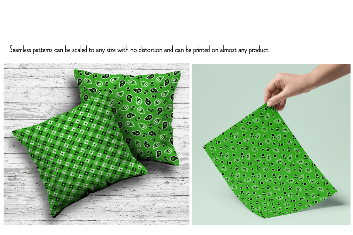 Seamless Green Bandana Patterns preview 2