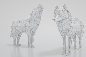 Low Poly Paper Wolves