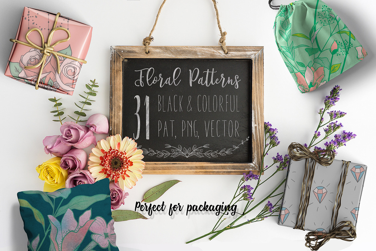 31 Floral Patterns Pack, a Pattern Graphic by Olya Creative (Photo 1 of 9)